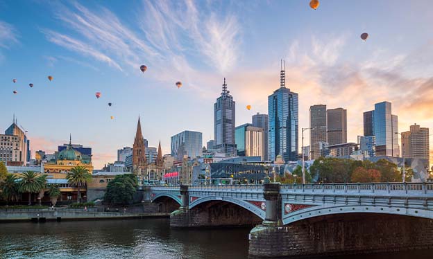 Cityscape of Melbourne, Victoria in spring