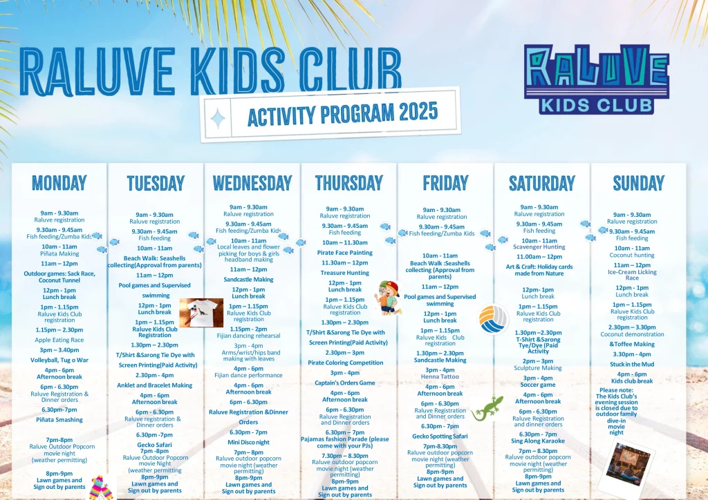 Club Wyndham Denarau Raluve Kids Program December 2025