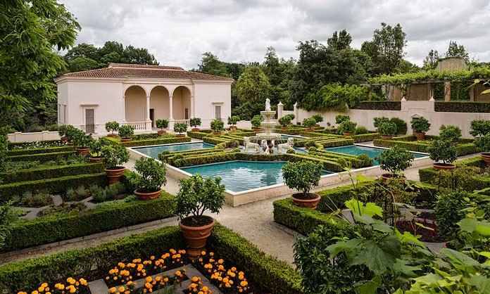 View of The Italian Renaissance Garden in Hamilton Gardens, New Zealand