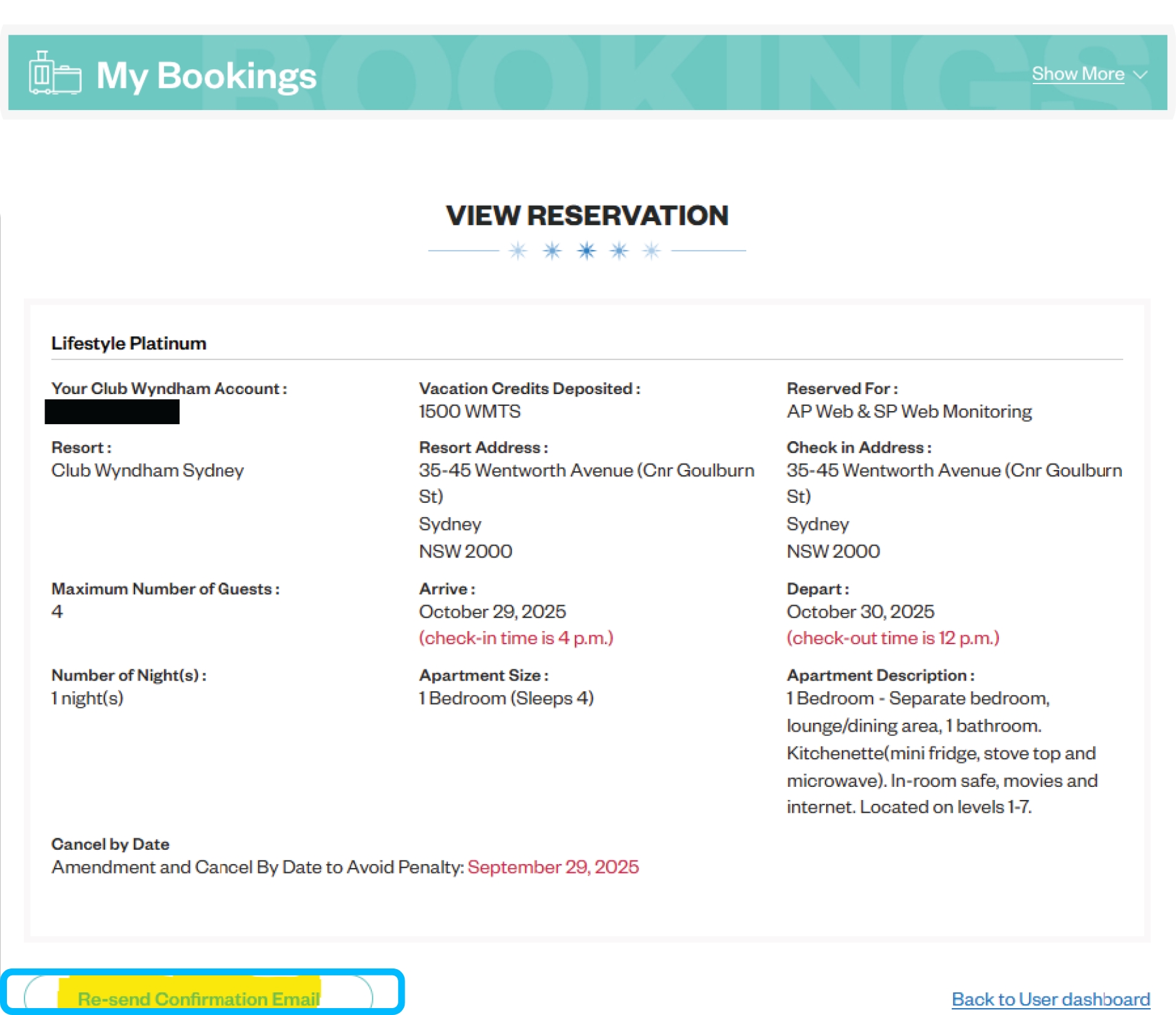 Re-send booking confirmation email