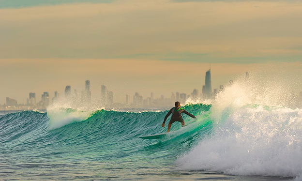 Person surfing on the Gold Coast, Queensland